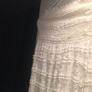 Lace strapless long midi/maxi dress M, ivory